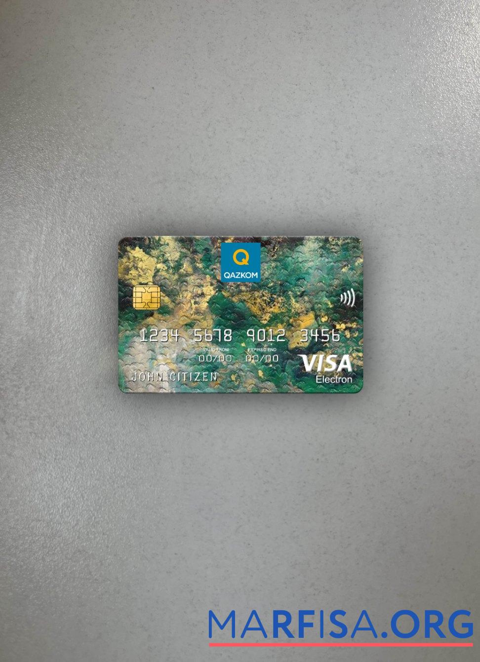 Downloadable Kazakhstan Qazkom bank JCB bank visa electron card photolook front example